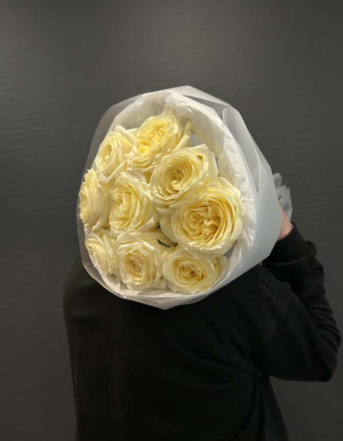 Букет из кремовых роз Кэндллайт(Candlelight) "Сливочный щербет"