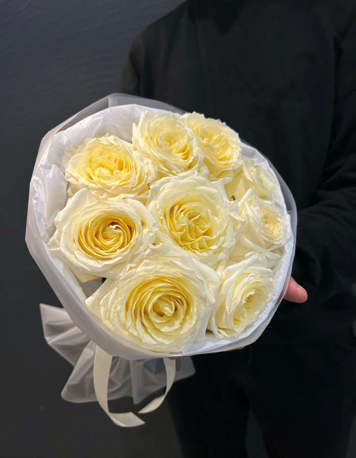 Букет из кремовых роз Кэндллайт(Candlelight) "Сливочный щербет"