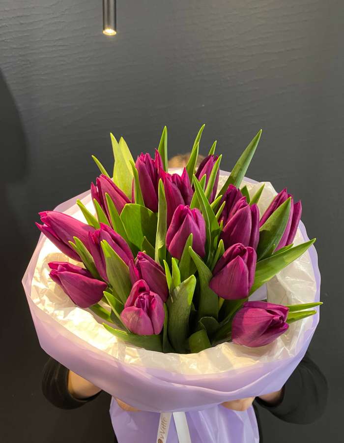 Букет из тюльпанов сорта Лэптоп "Сумеречный сад"