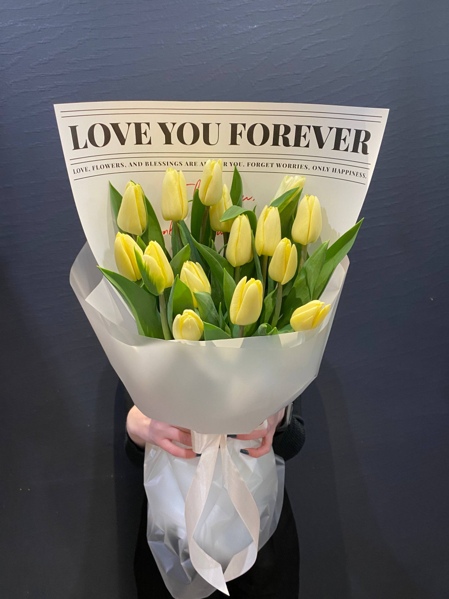 Букет из тюльпанов сорта Фан Фо Ту "Радость в сердце"