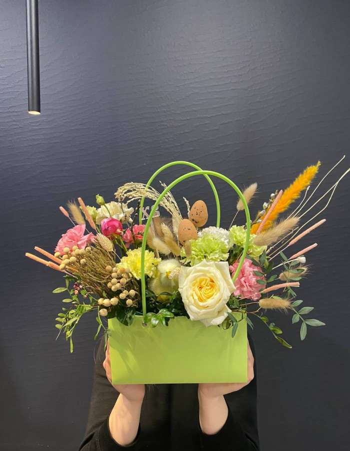 Пасхальная композиция в сумочке "Счастливой Пасхи!"